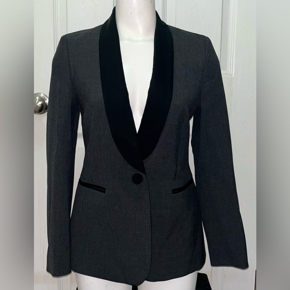 Peserico Made In Italy Grey/Black 1 Button Blazer size 42 It/US 6